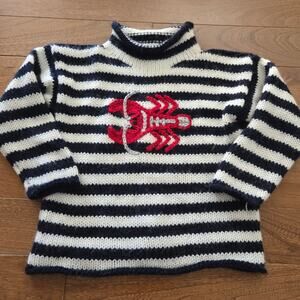 Mexicali Blues Alpaca Wool Knit Sweater Stripe Lobster Rolled Hem Peru 2-3